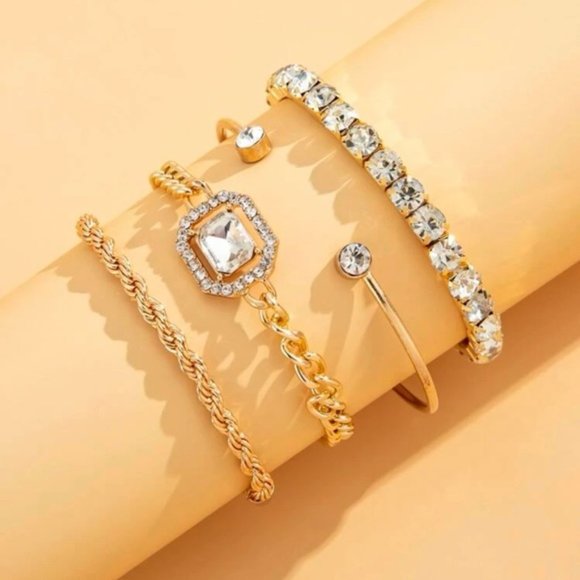 Jewelry - 4pcs Rhinestone Decor Bracelet For Women Jewelry Gift Wedding Engagement Party